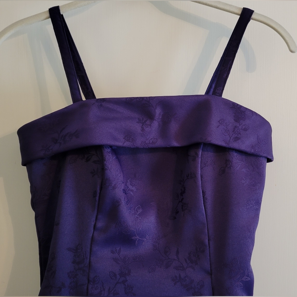 Royal Purple Floral Formal Gown Sz 1 - Picture 3 of 6